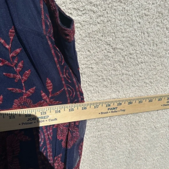 Altar’d State Navy Red Embroidered Maxi Dress Boho Floral Mesh Sleeveless Large - Picture 9 of 9